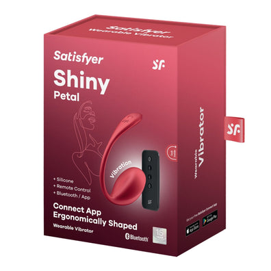 Ou vibrator Satisfyer Shiny Petal cu 12 moduri de vibratii, control prin aplicatie si telecomanda wireless, incarcare magnetica USB, silentios, silicon premium Erosvita